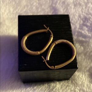 Victoria K Gold Textured Hoop Earrings